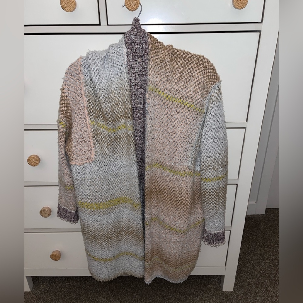 Free People Cozy Open-Front Chunky Knit Cardigan - Multicolor